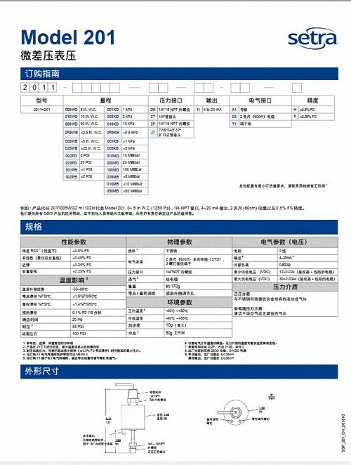 201微差壓表壓壓力傳感器美國西特201